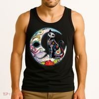 Sugar Skull Moon Cat Mexican Day Of Dead Dia De Los Muertos Tank Top thumb 3