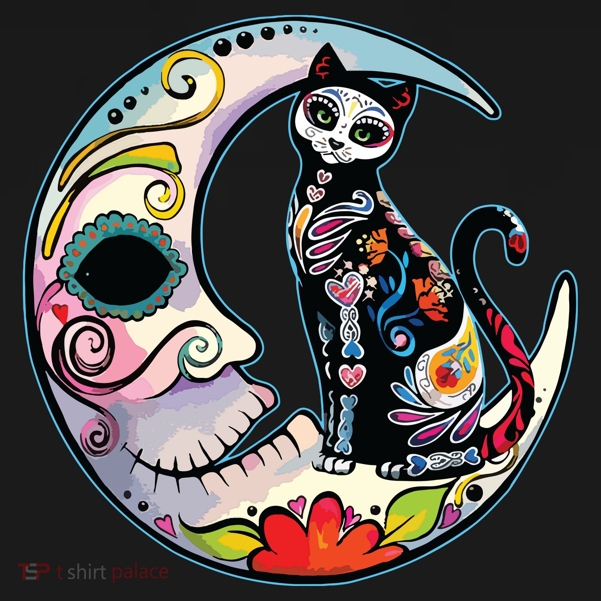 Sugar Skull Moon Cat Mexican Day Of Dead Dia De Los Muertos Visor