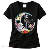 Sugar Skull Moon Cat Mexican Day Of Dead Dia De Los Muertos Women's T-Shirt thumb 0