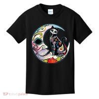 Sugar Skull Moon Cat Mexican Day Of Dead Dia De Los Muertos Kids T-Shirt thumb 0