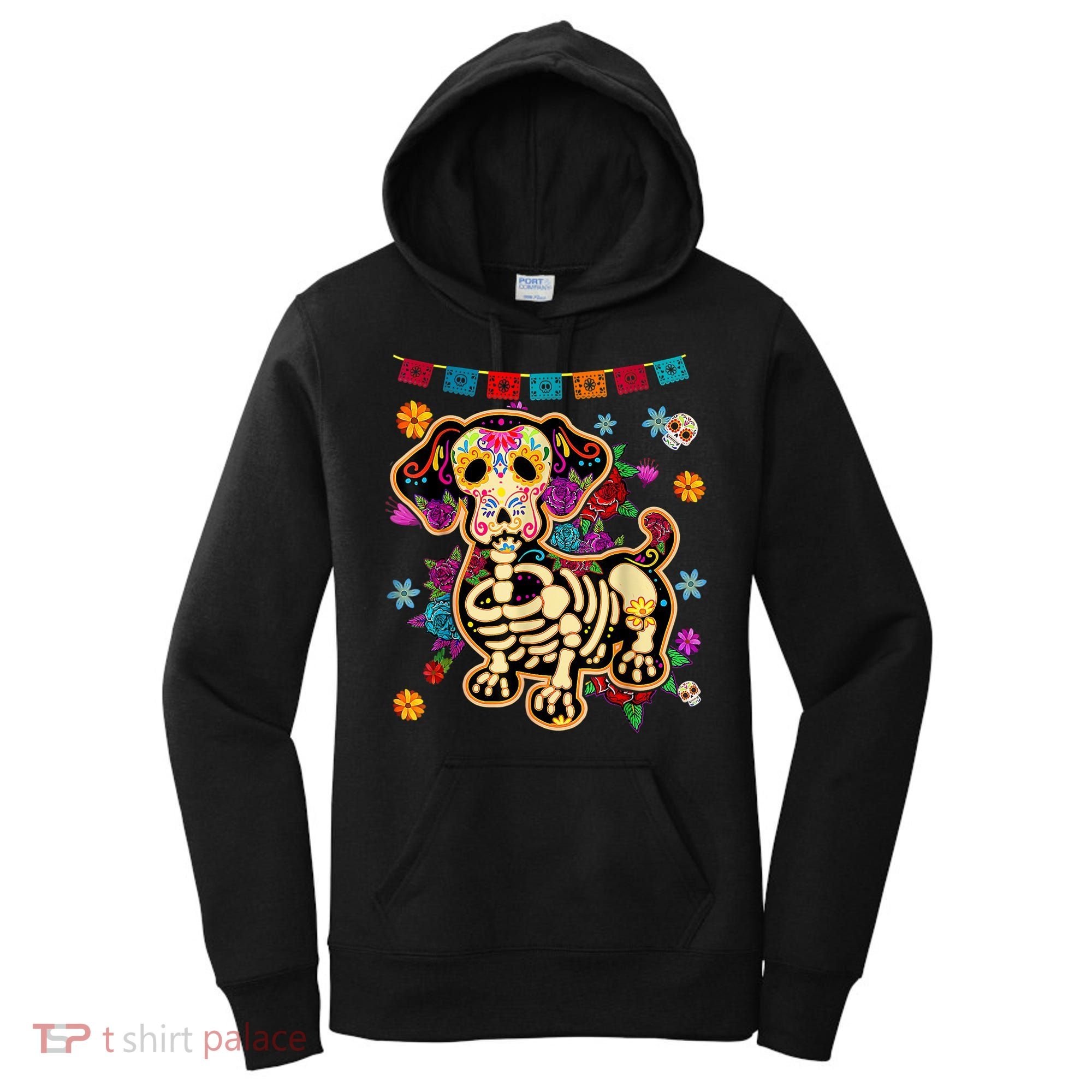 Sugar Skull Mexican Dachshund Bone Halloween Day Of Dead Women's Hoodie