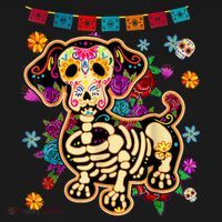 Sugar Skull Mexican Dachshund Bone Halloween Day Of Dead Women's Hoodie thumb 2