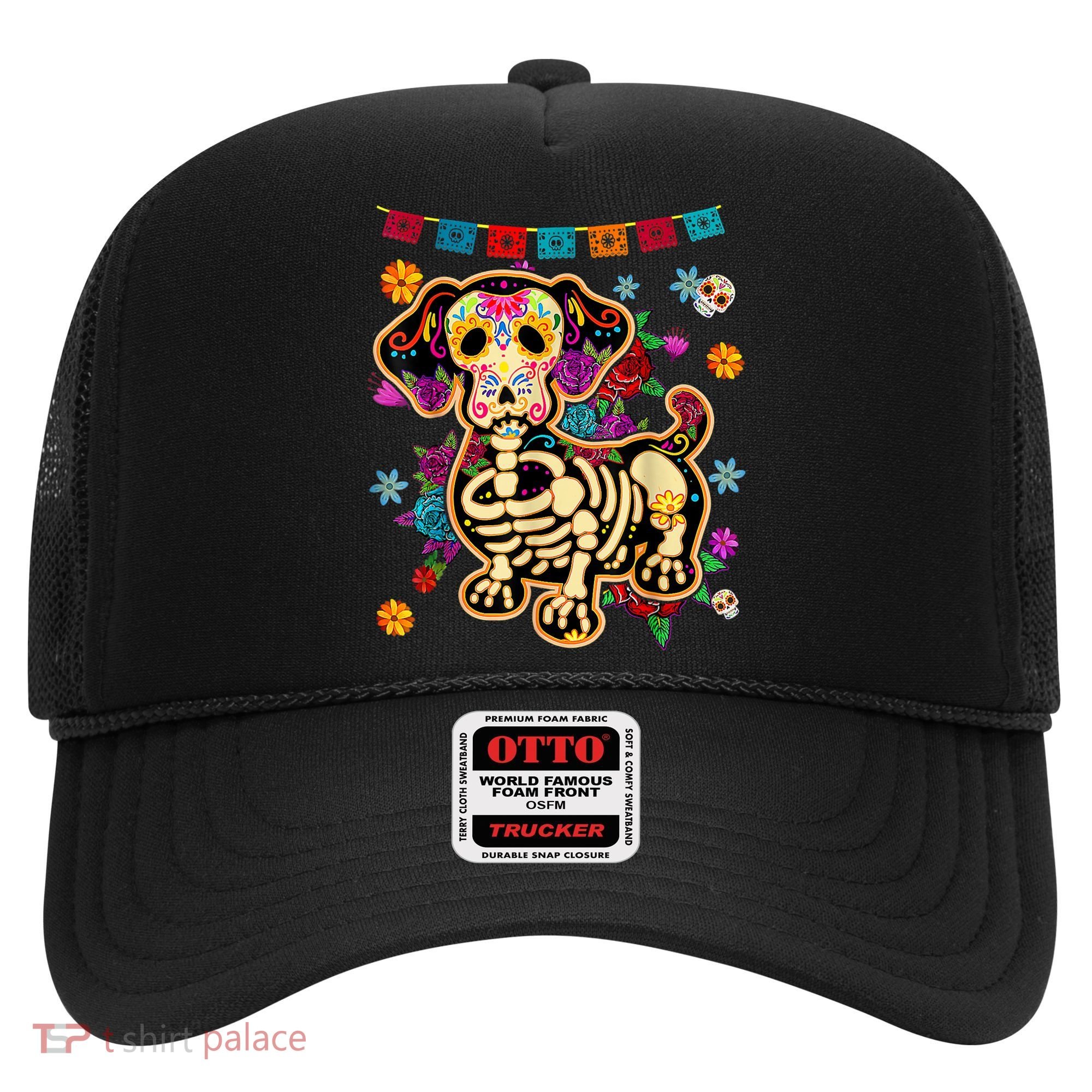 Sugar Skull Mexican Dachshund Bone Halloween Day Of Dead Hat