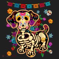 Sugar Skull Mexican Dachshund Bone Halloween Day Of Dead Golf Towel thumb 3