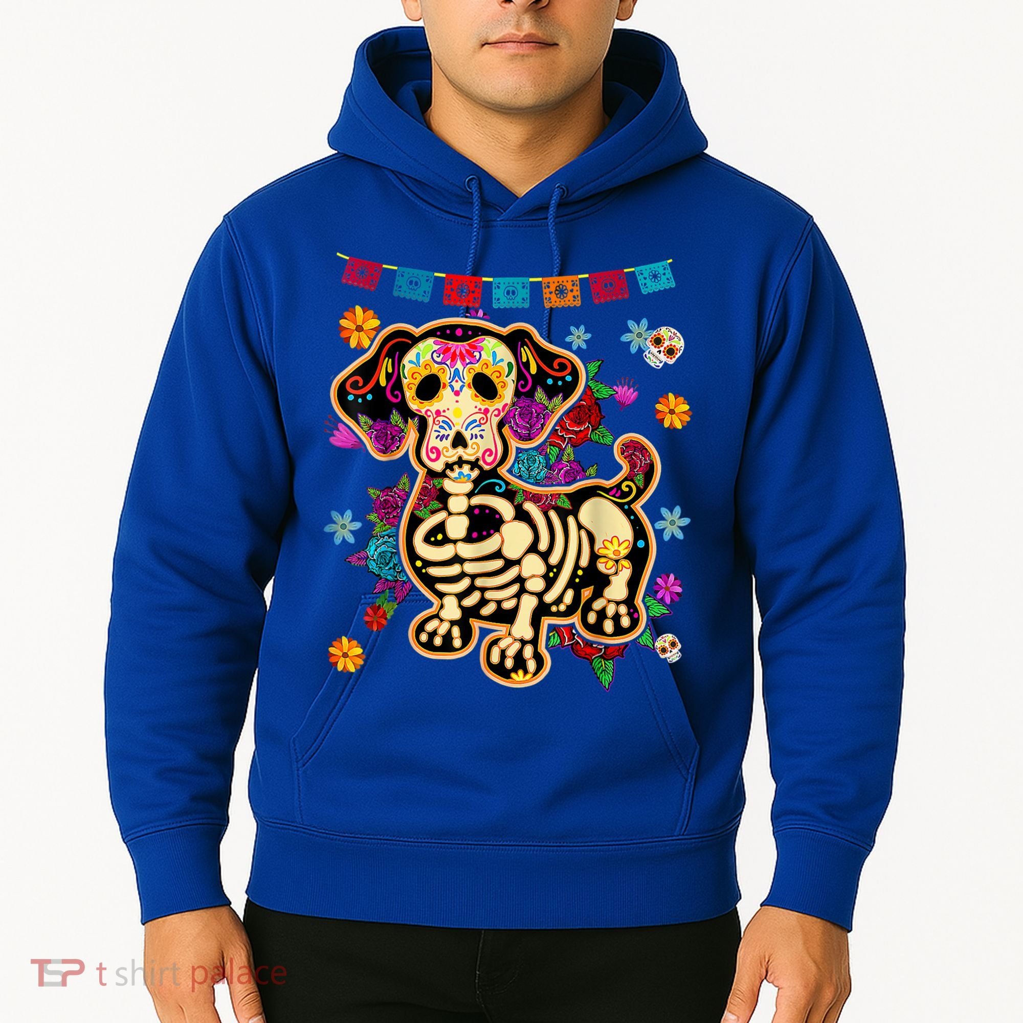 Sugar Skull Mexican Dachshund Bone Halloween Day Of Dead Hoodie