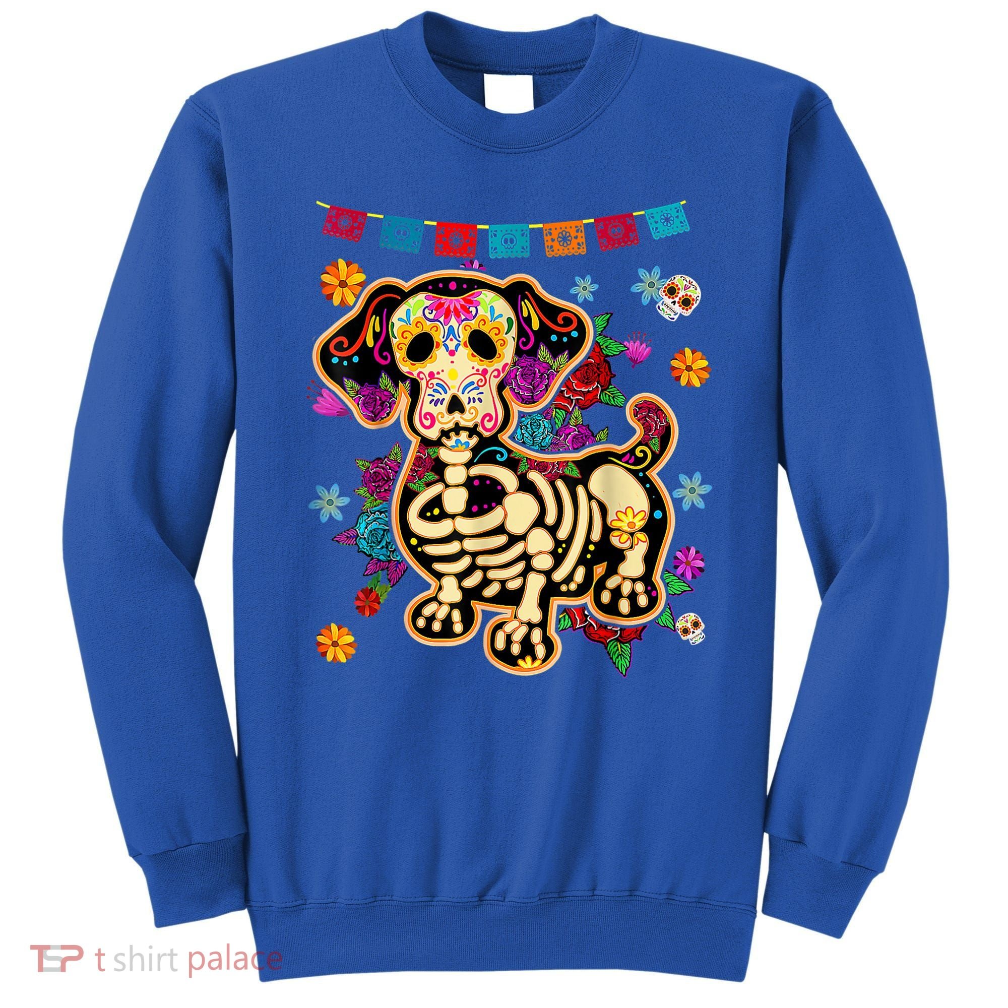 Sugar Skull Mexican Dachshund Bone Halloween Day Of Dead Sweatshirt