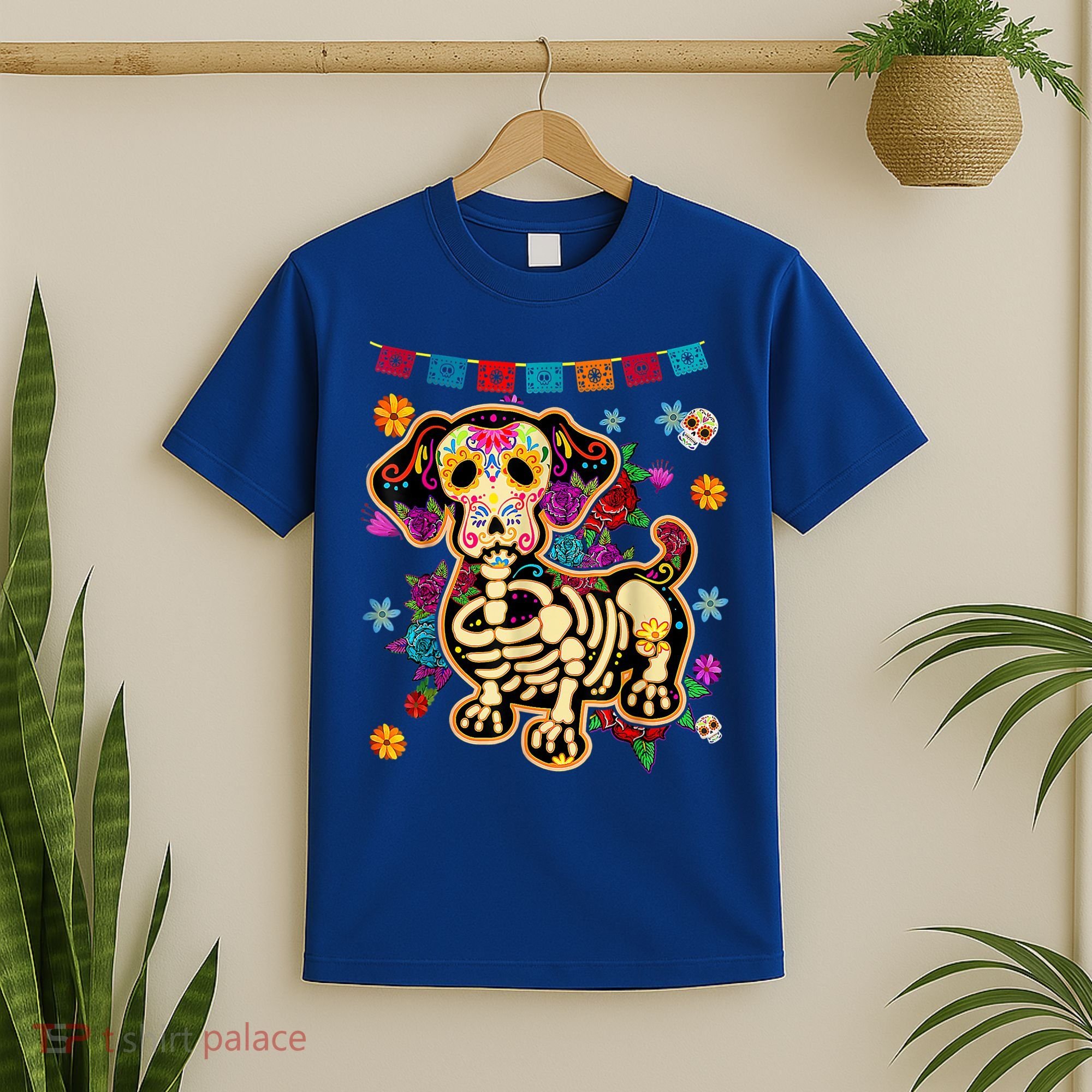 Sugar Skull Mexican Dachshund Bone Halloween Day Of Dead T-Shirt