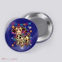 Sugar Skull Mexican Dachshund Bone Halloween Day Of Dead Button thumb 0