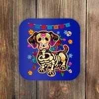 Sugar Skull Mexican Dachshund Bone Halloween Day Of Dead Coaster thumb 0