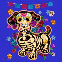 Sugar Skull Mexican Dachshund Bone Halloween Day Of Dead Coaster thumb 2