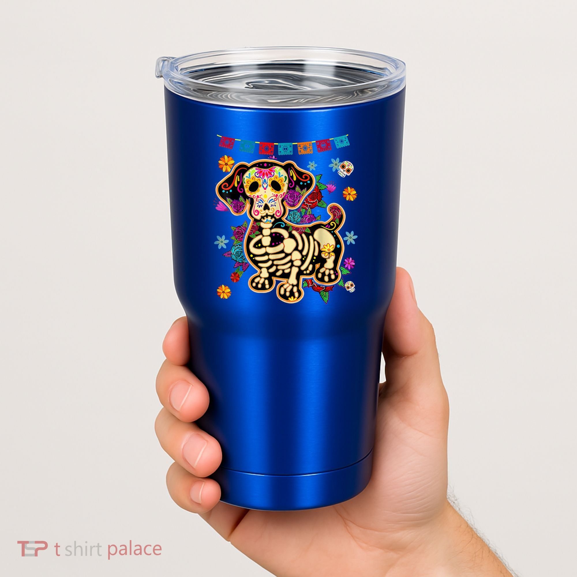 Sugar Skull Mexican Dachshund Bone Halloween Day Of Dead Tumbler
