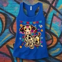 Sugar Skull Mexican Dachshund Bone Halloween Day Of Dead Women's Tank Top thumb 3