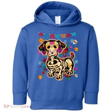 Sugar Skull Mexican Dachshund Bone Halloween Day Of Dead Toddler Hoodie