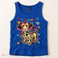 Sugar Skull Mexican Dachshund Bone Halloween Day Of Dead Tank Top thumb 2