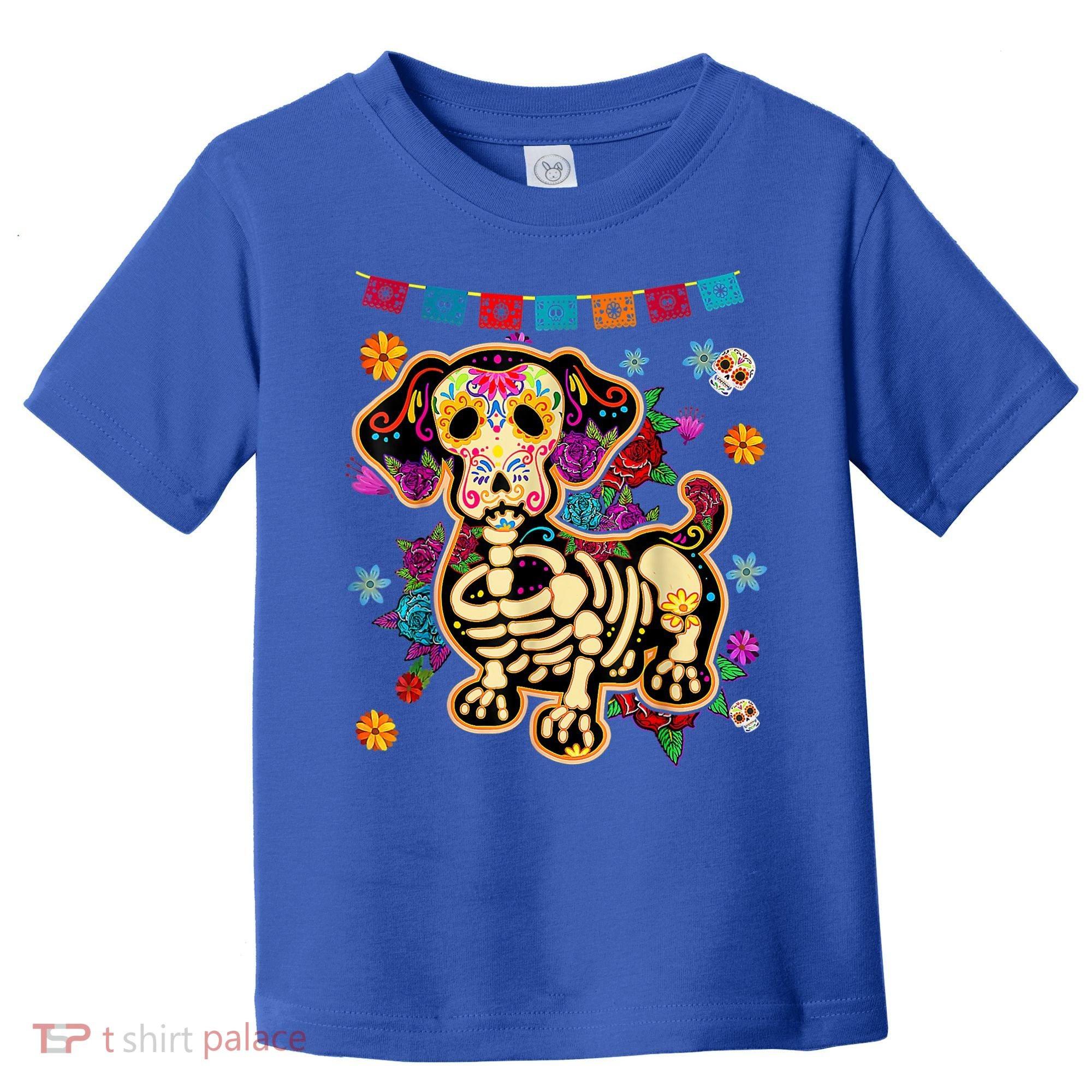 Sugar Skull Mexican Dachshund Bone Halloween Day Of Dead Toddler T-Shirt