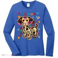 Sugar Skull Mexican Dachshund Bone Halloween Day Of Dead Women's Long Sleeve Shirt thumb 0