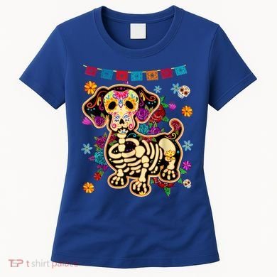 Sugar Skull Mexican Dachshund Bone Halloween Day Of Dead Women's T-Shirt