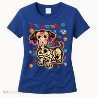 Sugar Skull Mexican Dachshund Bone Halloween Day Of Dead Women's T-Shirt thumb 0