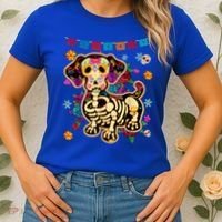 Sugar Skull Mexican Dachshund Bone Halloween Day Of Dead Women's T-Shirt thumb 2