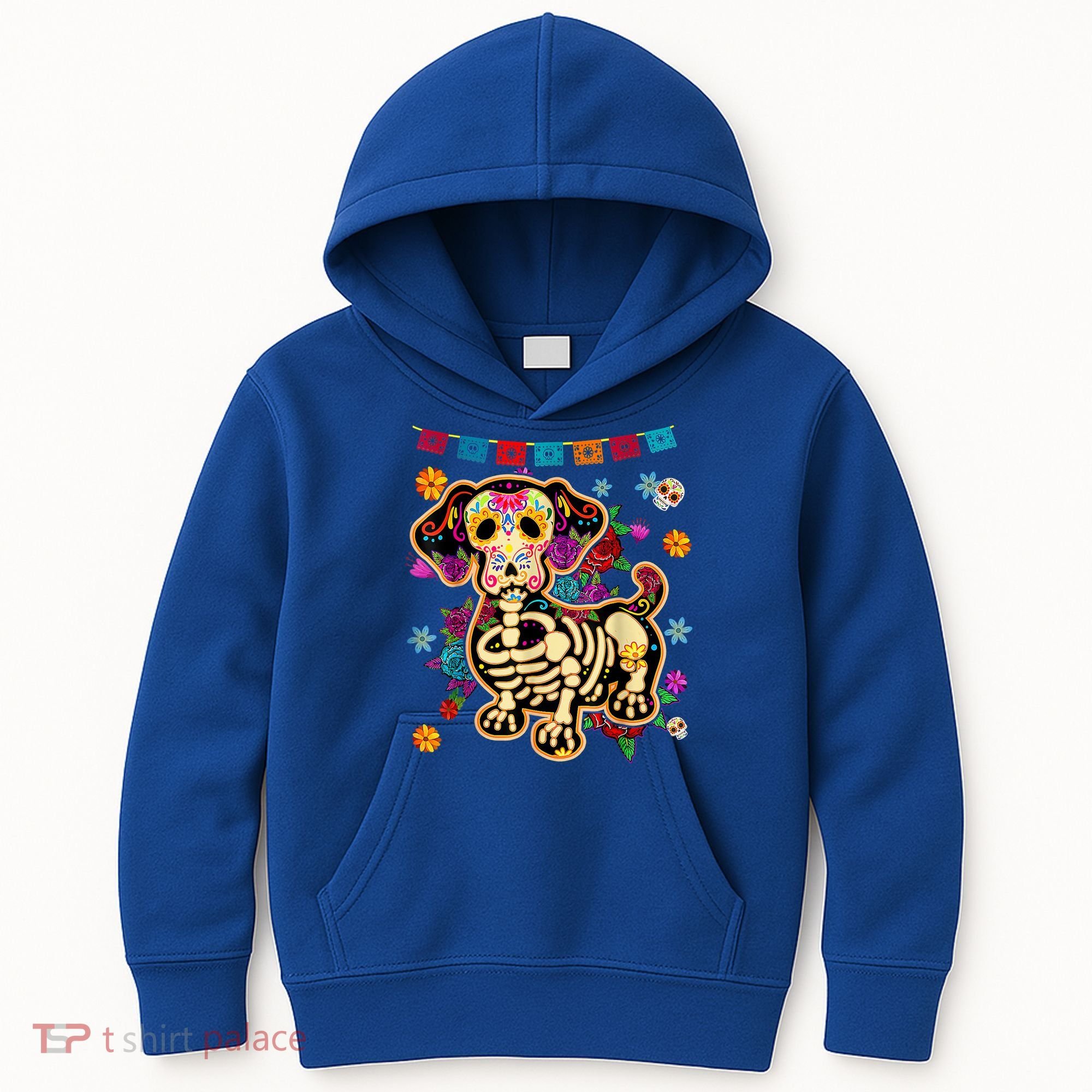 Sugar Skull Mexican Dachshund Bone Halloween Day Of Dead Kids Hoodie