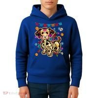 Sugar Skull Mexican Dachshund Bone Halloween Day Of Dead Kids Hoodie thumb 4