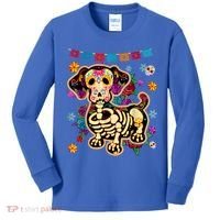 Sugar Skull Mexican Dachshund Bone Halloween Day Of Dead Kids Long Sleeve Shirt thumb 0