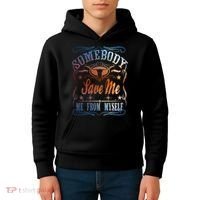 Somebody Save Me From Myself Bull Country Kids Hoodie thumb 4