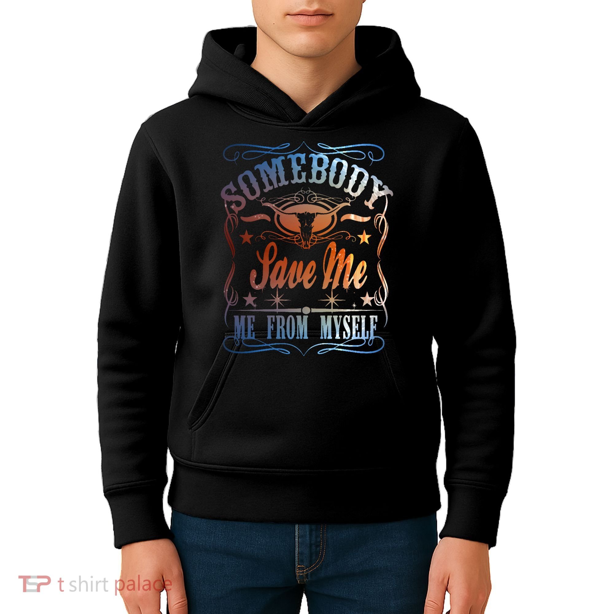 Somebody Save Me From Myself Bull Country Kids Hoodie