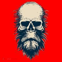 Sasquatch Skull Minimalist Bigfoot Horror Skull Santa Hat thumb 1