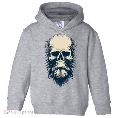 Sasquatch Skull Minimalist Bigfoot Horror Skull Toddler Hoodie