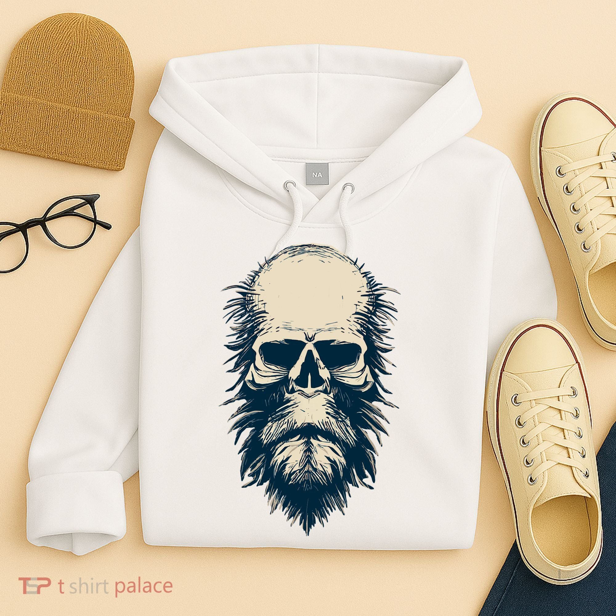 Sasquatch Skull Minimalist Bigfoot Horror Skull Hoodie