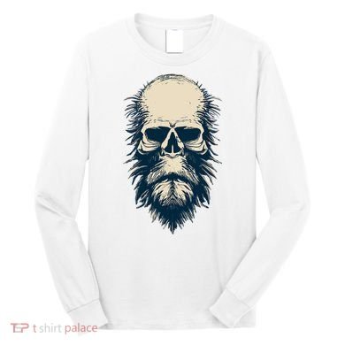 Sasquatch Skull Minimalist Bigfoot Horror Skull Long Sleeve Shirt