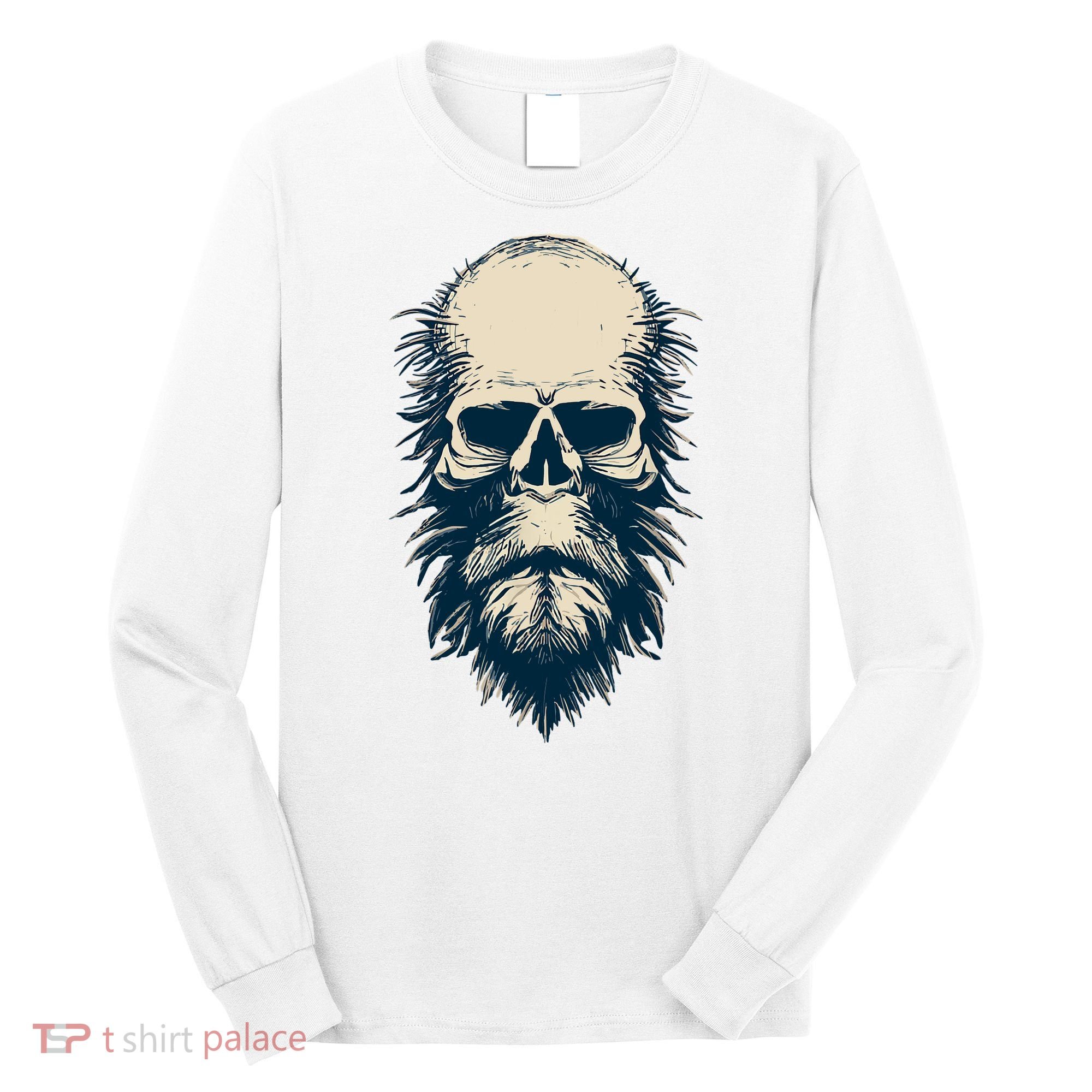 Sasquatch Skull Minimalist Bigfoot Horror Skull Long Sleeve Shirt
