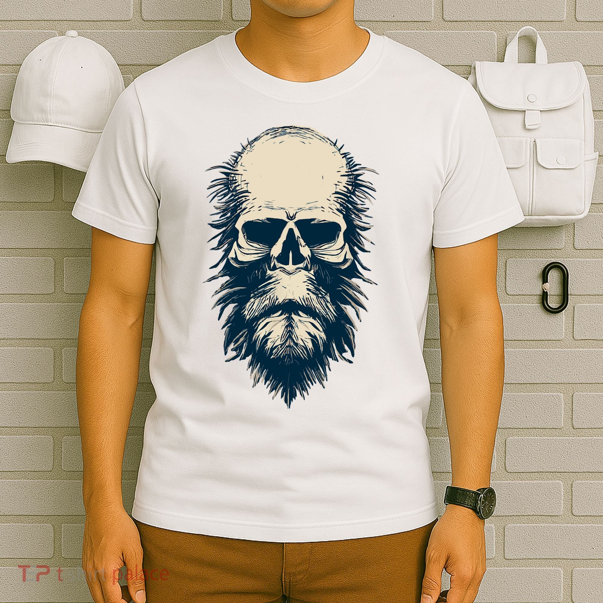 Sasquatch Skull Minimalist Bigfoot Horror Skull T-Shirt