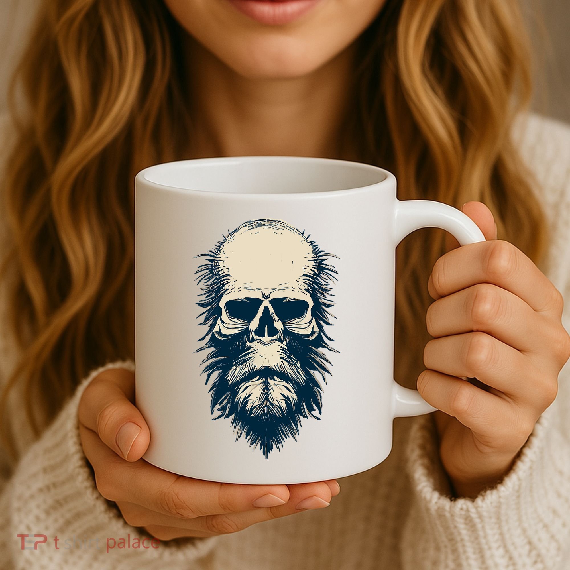 Sasquatch Skull Minimalist Bigfoot Horror Skull Coffee Mug