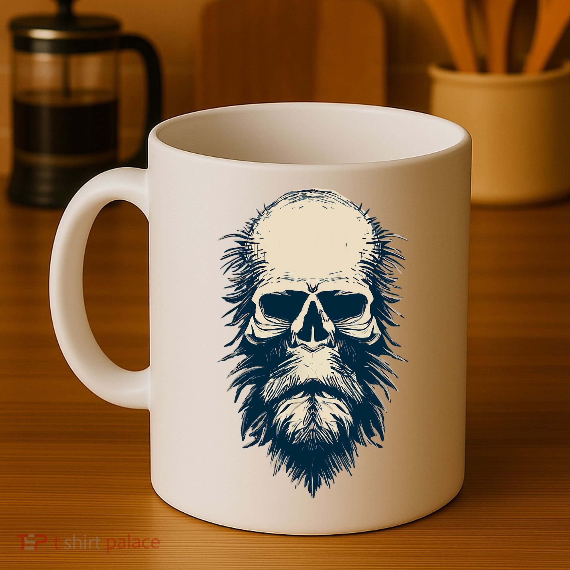 Sasquatch Skull Minimalist Bigfoot Horror Skull Coffee Mug