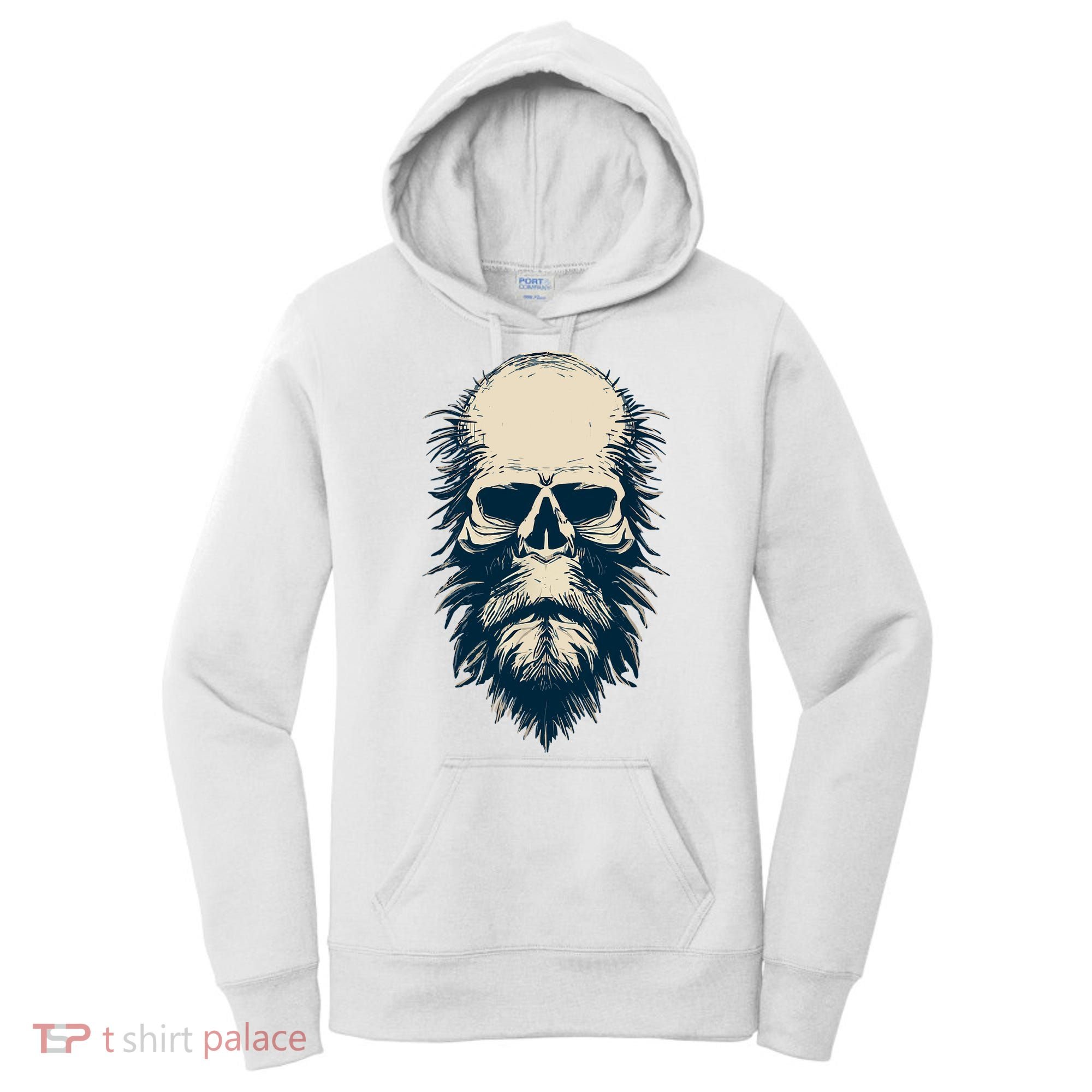 Sasquatch Skull Minimalist Bigfoot Horror Skull Women's Hoodie