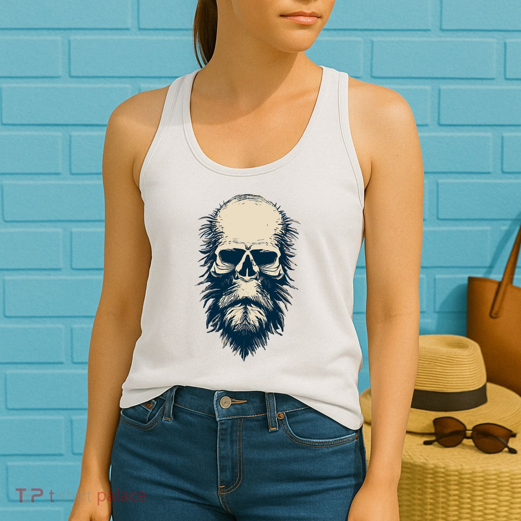 Sasquatch Skull Minimalist Bigfoot Horror Skull Women's Tank Top