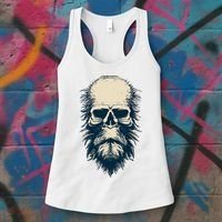 Sasquatch Skull Minimalist Bigfoot Horror Skull Women's Tank Top thumb 3