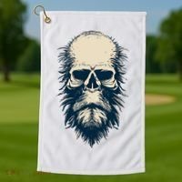 Sasquatch Skull Minimalist Bigfoot Horror Skull Golf Towel thumb 1