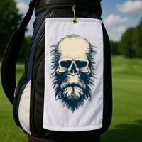 Sasquatch Skull Minimalist Bigfoot Horror Skull Golf Towel thumb 2