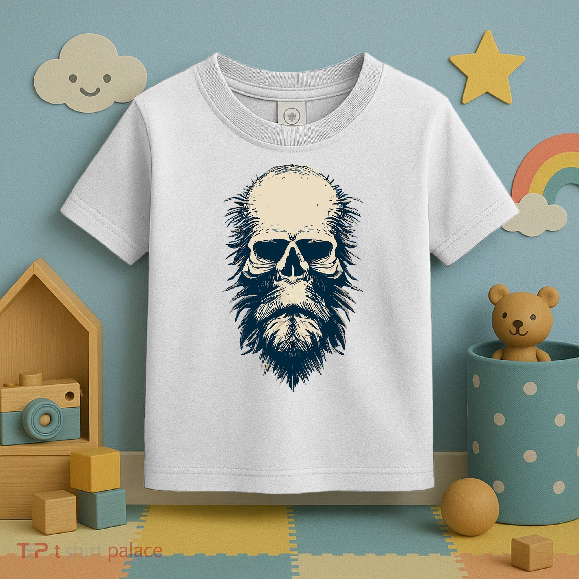 Sasquatch Skull Minimalist Bigfoot Horror Skull Toddler T-Shirt