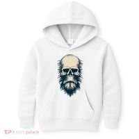 Sasquatch Skull Minimalist Bigfoot Horror Skull Kids Hoodie thumb 0