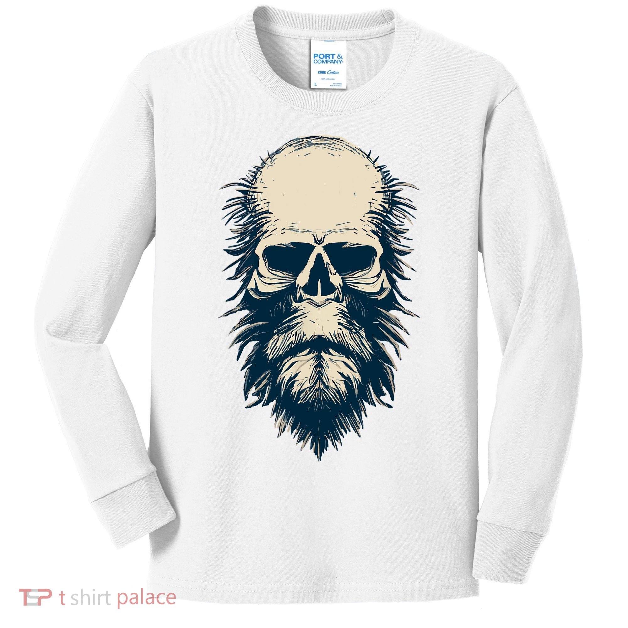 Sasquatch Skull Minimalist Bigfoot Horror Skull Kids Long Sleeve Shirt