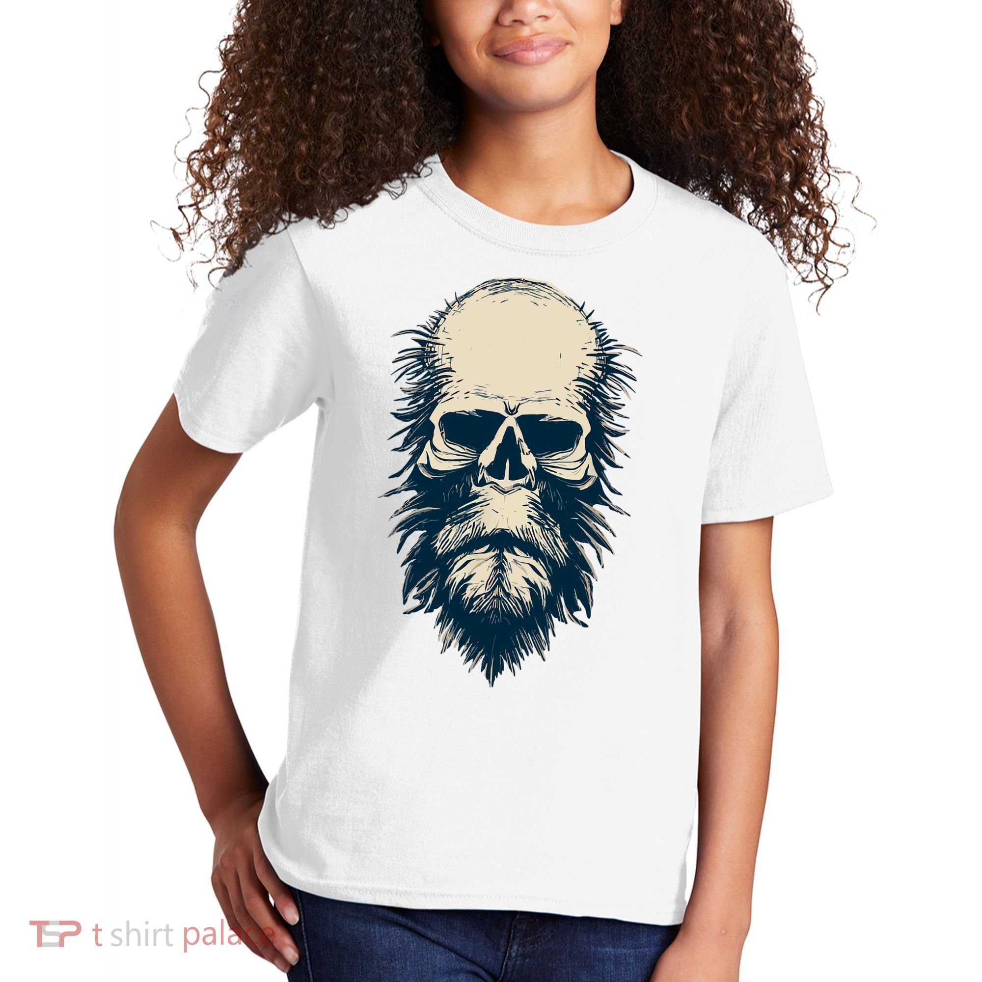 Sasquatch Skull Minimalist Bigfoot Horror Skull Kids T-Shirt