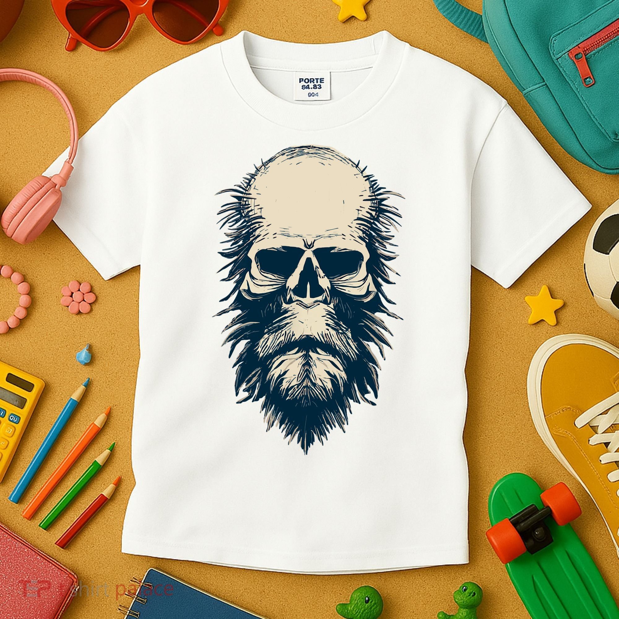 Sasquatch Skull Minimalist Bigfoot Horror Skull Kids T-Shirt
