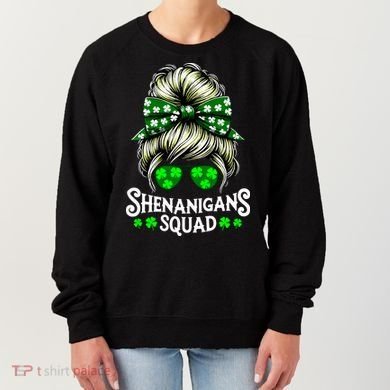 Shenanigans Squad Messy Bun St Patricks Day Women's Sweatshirt