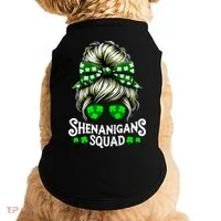 Shenanigans Squad Messy Bun St Patricks Day Doggie Tank thumb 0