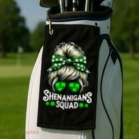 Shenanigans Squad Messy Bun St Patricks Day Golf Towel thumb 2