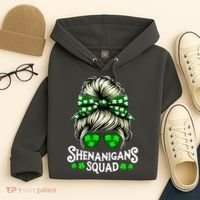 Shenanigans Squad Messy Bun St Patricks Day Hoodie thumb 4